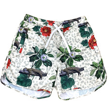 NOVA MEN Hawaiian Swim Trunks Shorts Tropical Flower Leopard 3 Pockets Sz Small