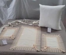 Tris Centrini 3 pezzi Tinta unita con Bordi Lavorati Eleganti Made in Italy