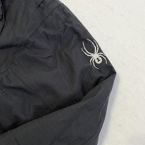 Vintage Spyder Mens Parka Jacket Black Snowboard Ski Tech Insulated Plaid Medium - Picture 5 of 11