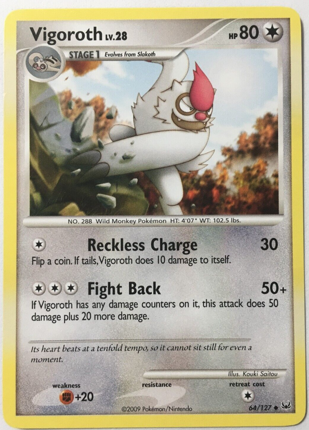 POKEMON VIGOROTH LV.28 64/127 PLATINUM BASE SET UNCOMMON NEAR MINT