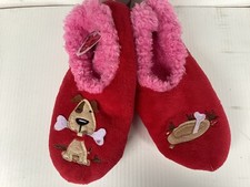 Snoozies Foot Covering Slippers DOG BONE Women's Size Medium 7/8 NWT