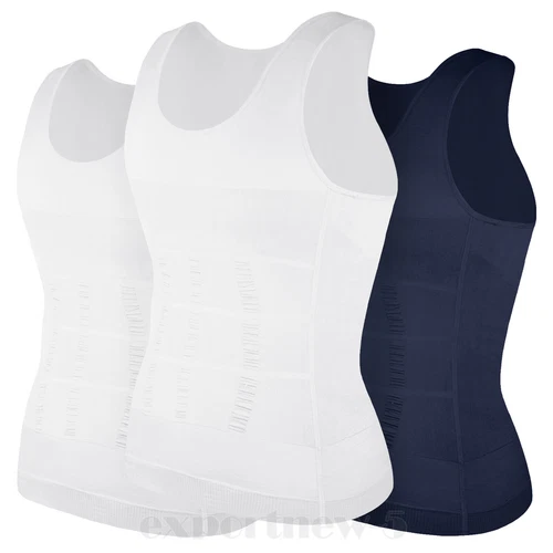 Herren 3er-Pack Schlank Body Shaper Haltung Korrektur Weste Bauch Kompression Tops USA - Bild 39 von 56