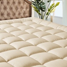 California King Quilted Fitted Mattress Pad - Breathable, Fluffy, Cooling, De...