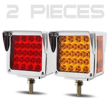 57-LED Square Dual Face Stud Mount Pedestal Fender Brake Signal Tail Light Truck