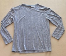 Sweater Mens XXL Blue Stretch Ribbed Knit V-Neck Long Sleeve Pullover