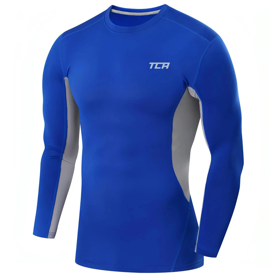 MENS COMPRESSION BASE-LAYER THERMAL LONG SLEEVE TOP SKIN TIGHT TCA MUSCLE GYM - Image 3 of 4