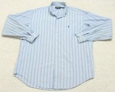 Ralph Lauren Striped Dress Shirt Large 16.5 Long Sleeve Mans Cotton Blue 1053