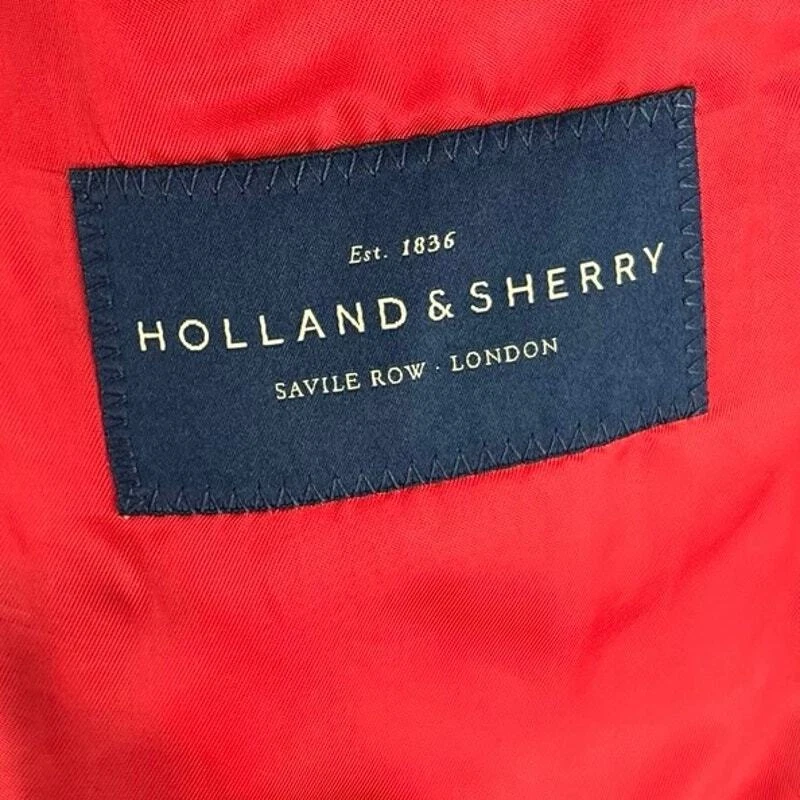 Blazer Holland & Sherry Para Hombre Talla 42R Gris Dos Botones Lana Merino Forro Rojo Foto 4 de 4