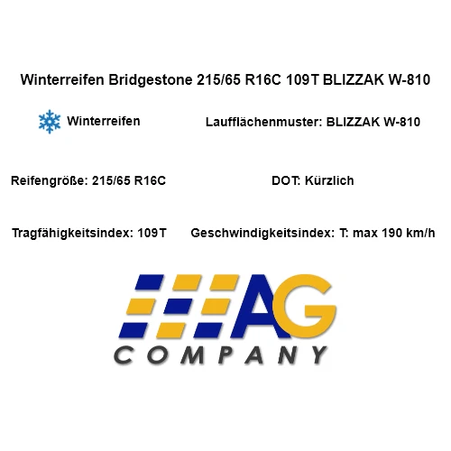 Winterreifen Bridgestone 215/65 R16C 109T BLIZZAK W-810 - Bild 3 von 4