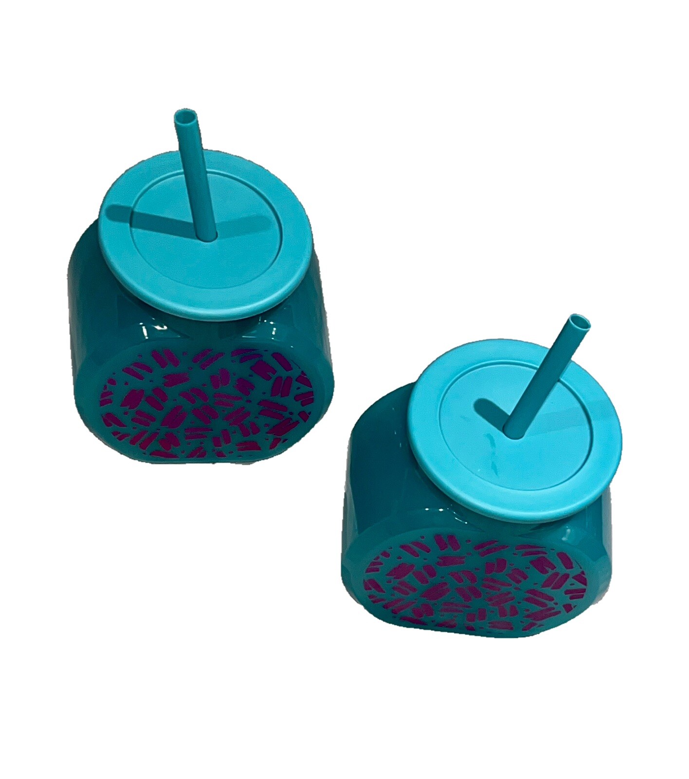 TURQUOISE BLUE FISHBOWL TUMBLER 40 FL OZ. Straw & Lid COLOR CHANGING