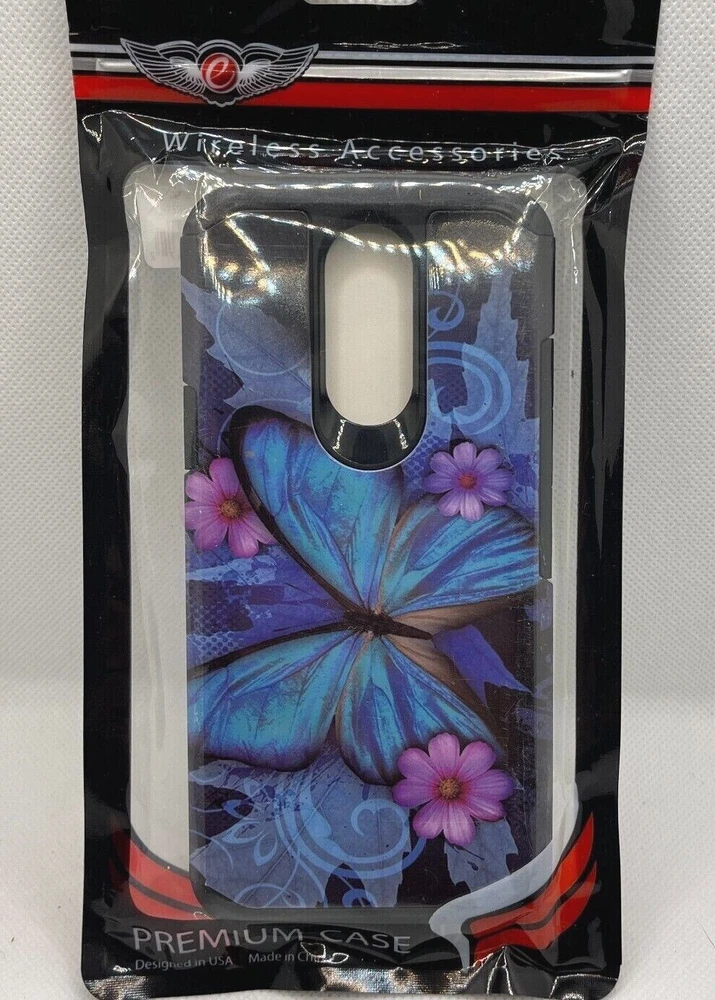 Phone Case for LG K40 / LG K12 Plus/LG X4 blue Butterfly flower Cover Case