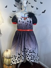 Disguise Disney Cruella De Vil Girl's M 8-10 Faux Fur Collar Dress Costume