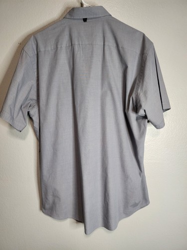 Nicole Miller Shirt Men Button Down Gray Size XXL 2XL Short Sleeve - Picture 3 of 6