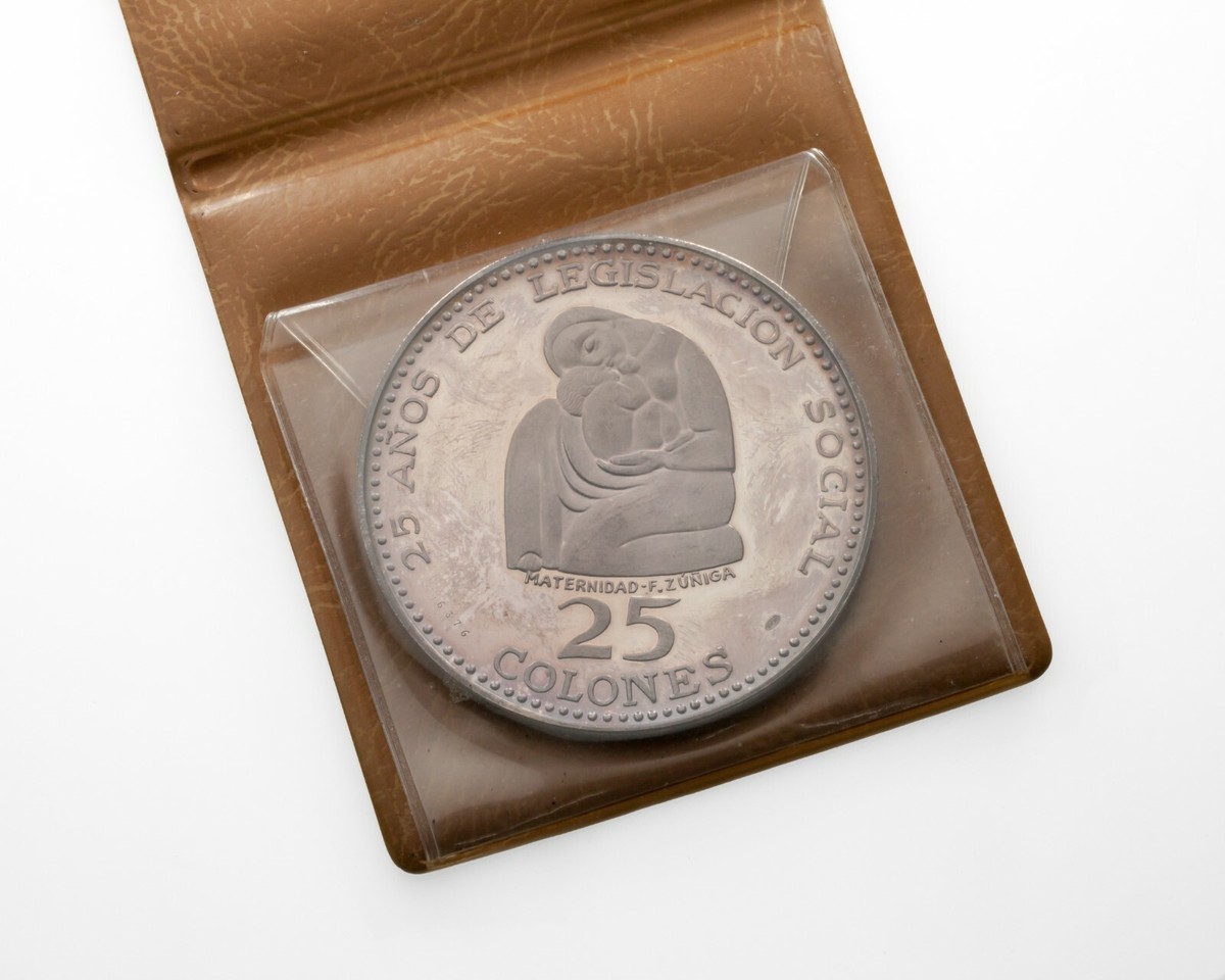 1970 Costa Rica 25 Colones Proof Silver coin w/ Original Pouch KM
