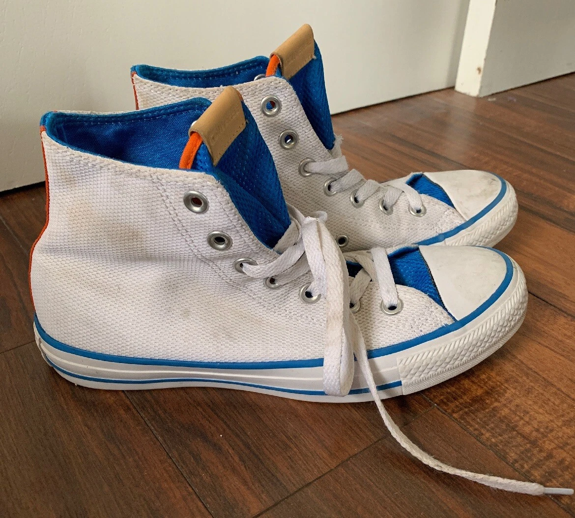 recluta Relajante Cabecear Converse All Star Hi-Top White Blue Orange Mesh Shoes Men 6 Women&#039;s  Size 8 | eBay