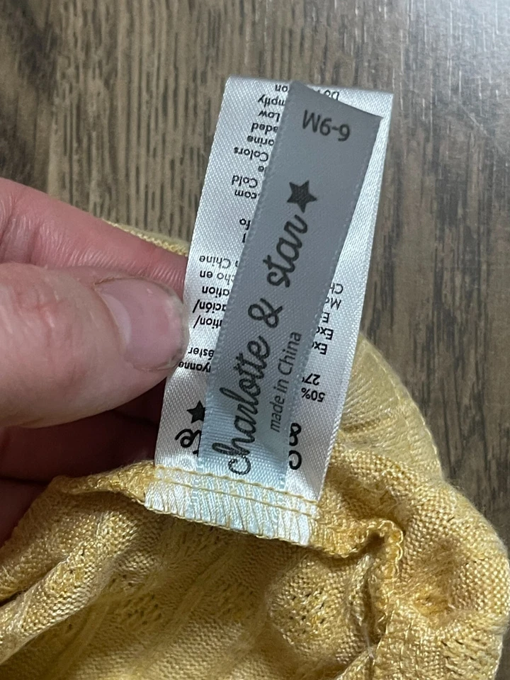 Sombrero Charlotte & Star, bebé niña talla 6-9M, corbata amarilla, tejido Foto 4 de 4