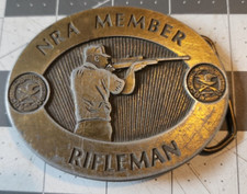 Vintage NRA Member Rifleman Brass Belt Buckle - National Rifle Association