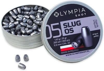 OLYMPIA SHOT Slug OS 250 Count CYLINDRICAL BOLT 5.5mm .22 Caliber Airgun Pellets