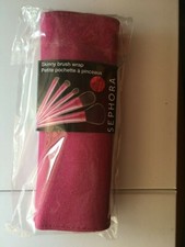 SEPHORA Skinny Brush Wrap Makeup Cosmetic Brush Set 5 PC Plus Pink Case 38 NEW