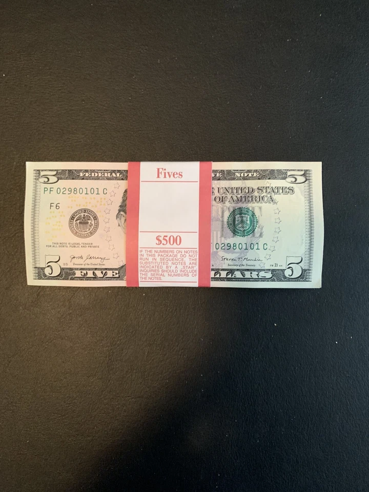 $100 in new $5 Bills - 20 Uncirculated Five Dollar Bills In Sequential Order - Image 3 of 3