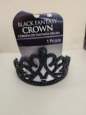 Black Fantasy Crown Plastic Dark Princess Tiara Halloween Costume Accessory 
