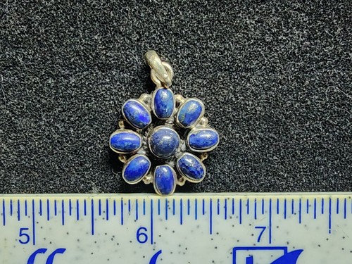 Vintage Indianer Sterlingsilber Lapislazuli Blume Halskette Anhänger