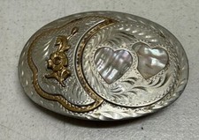 Hearts Floral Flower Western Ornate Scroll Cowgirl Vintage Belt Buckle
