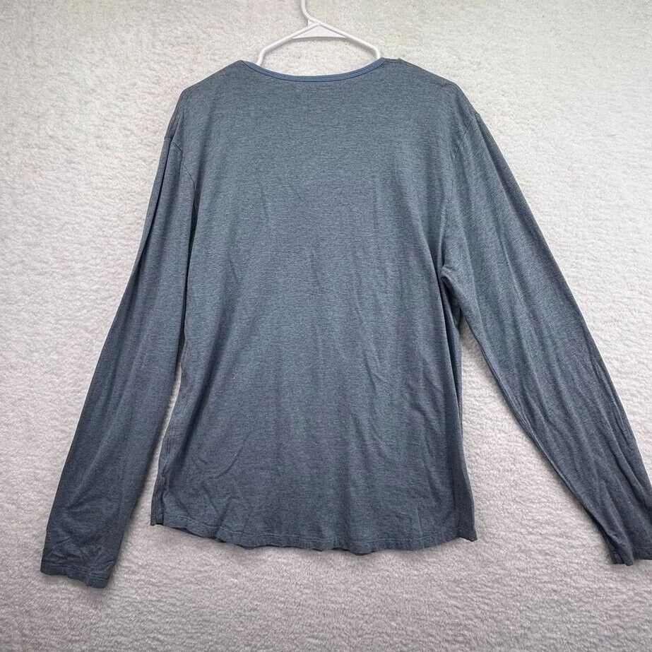 Volcom Shirt Mens Large Heathered Blue Two Button Henley Long Sleeve Metal Logo - Image 4 of 4