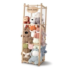  Stuffed Animal Storage Organizer - Thick Wooden Toy Zoo for Playroom & Large