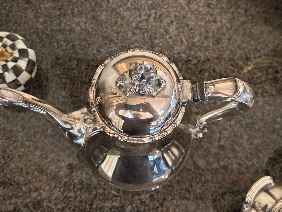 Conjunto de chá Reed & Barton t PROVINCIAL com adesivo original banhado a prata #704 - Imagem 4 de 4