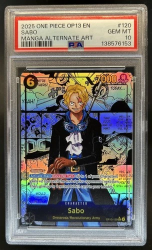 2025 One Piece Carrying On His Will Sabo Manga Art SSP #OP13-120 PSA 10 GEM MINT