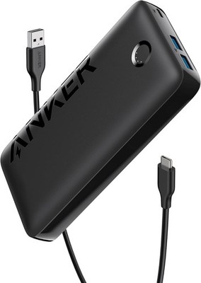 Anker Power Bank (20000mAh, 20W, 3-Port,USB-C & 2 USB-A) - Black