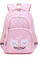 Small Girls Pink/White Cat Print Zip Backpack...