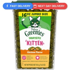 Greenies Feline Smartbites Healthy Kitten Treats for Indoor Kittens, Crunchy...