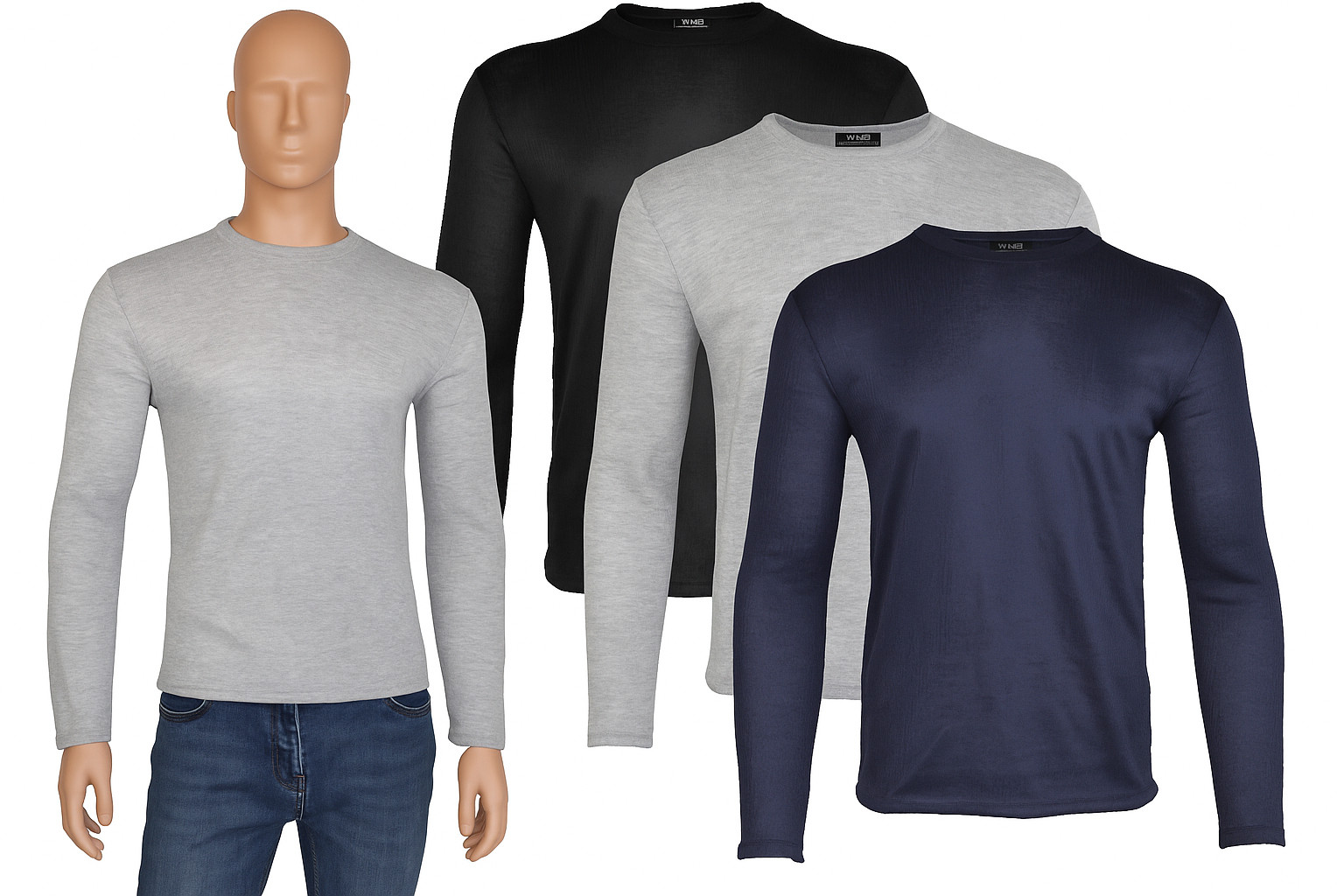 3er Pack Thermo Unterhemd Herren Langarm Warmes Thermounterhemd / Thermoshirt Mi