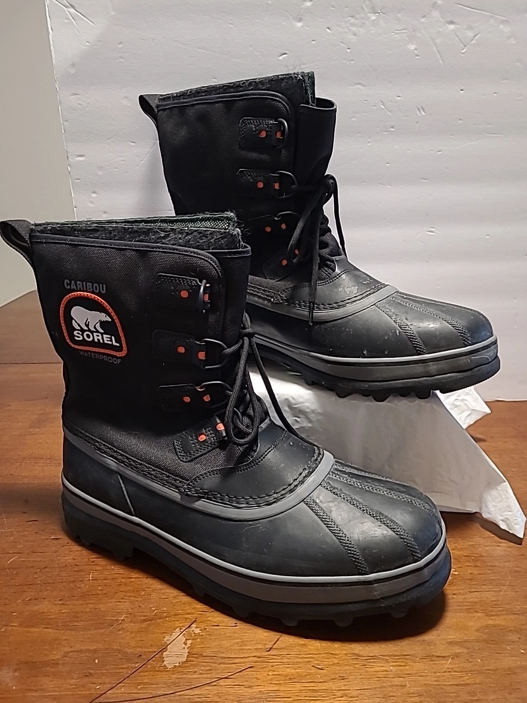 SOREL Men's Caribou Insulated Waterproof Snow Boot NM2138-010 Black Red US 15