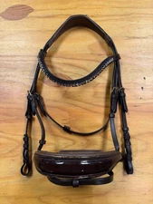 Halter Ego Phoenix Brown Patent Leather Snaffle Bridle. Size Pony.