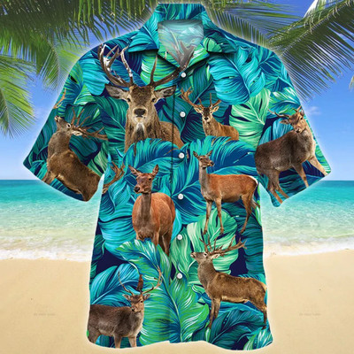 Deer Lovers Hawaiian Shirt Tropical Deer Men Hawaiian Shirts HO2498