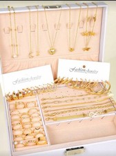 Set Gioielli Donna 57 Pezzi Oro Collane Orecchini Anelli