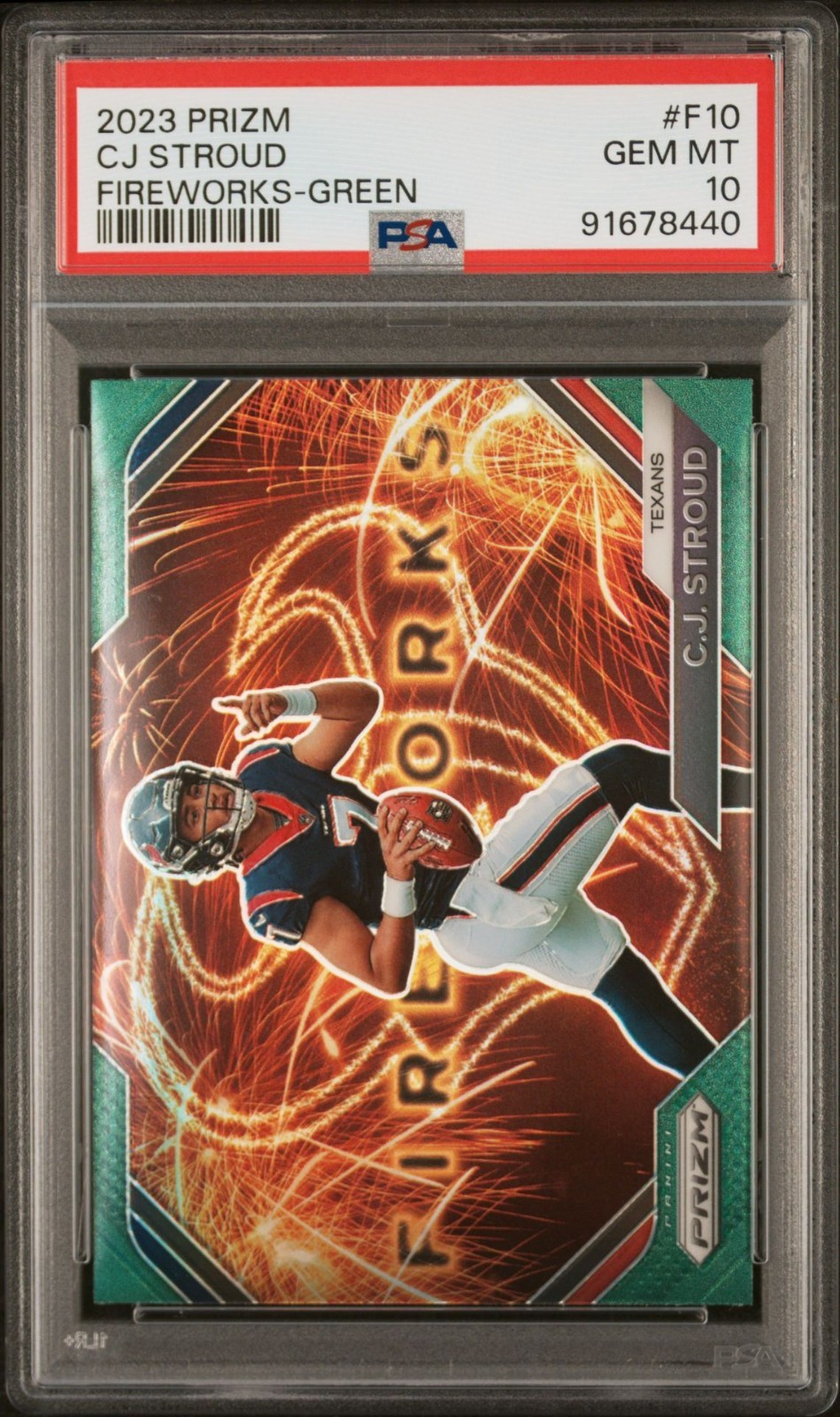 CJ Stroud Panini Prizm Fireworks #F10 Green