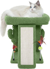 Cactus Cat Tree Tower with Scratching Post Toy Balls Green for Indoor Cats