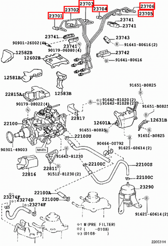 Genuine Toyota LandCruiser HDJ100 1HD FTE 4.2 Diesel Fuel Injector Line Pipe Kit - Bild 11 von 14
