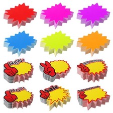 1500 Starburst Sale Signs - Fluorescent Price Tags for Retail, Bulk Blank Labels