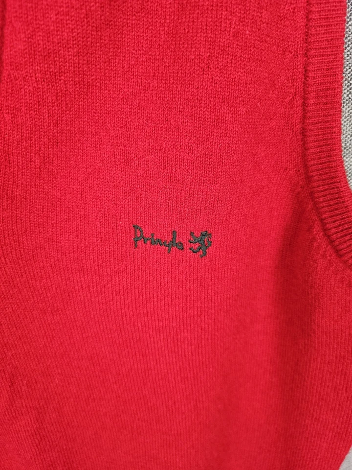 Pringle Wool Sweater Vest Mens Size L Large Vintage Red Jumper Made in Scotland - Image 2 of 4