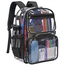Clear Backpack for School, Heavy Duty PVC Large Transparent Bookbag