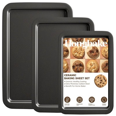 Ceramic Baking Sheet Pan Set, Cookie Sheet for Oven, Bakeware Sets with Wider...