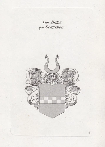 1830 Mountain Schrimpf Coat of Arms Copper Engraving Heraldry