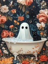 Halloween Diamond Art Kits for Adults Bathtub Ghost 12x16inch