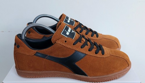MENS RETRO VINTAGE DIADORA TOKYO MUSTARD SUEDE/BLACK TRAINERS UK 8 - Picture 24 of 24