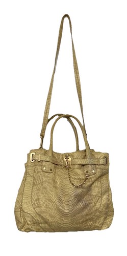 RACHEL ZOE Beige Pure,ash Snake Embossed Leather Shoulder Bag W/Gold Hardware GC